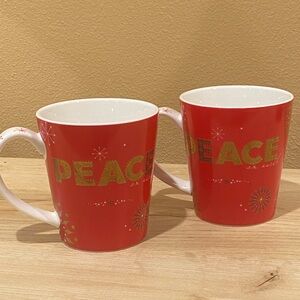 STARBUCKS PEACE HOLIDAY MUGS 14
Oz each, 2 for 1 !!!